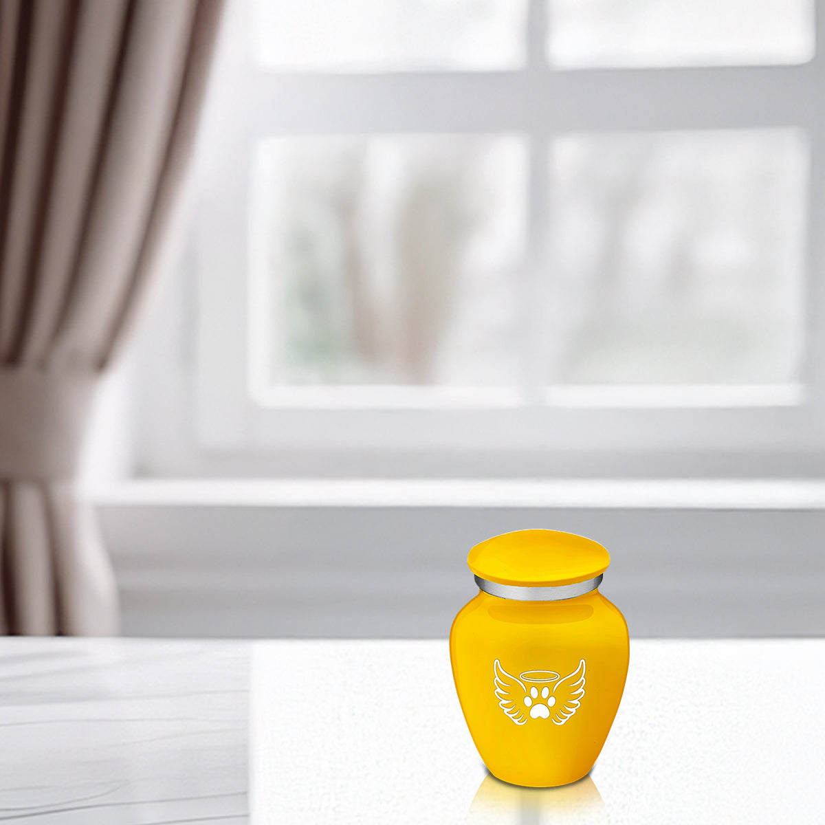 Keepsake Embrace Yellow Pet Angel Wings Cremation Urn