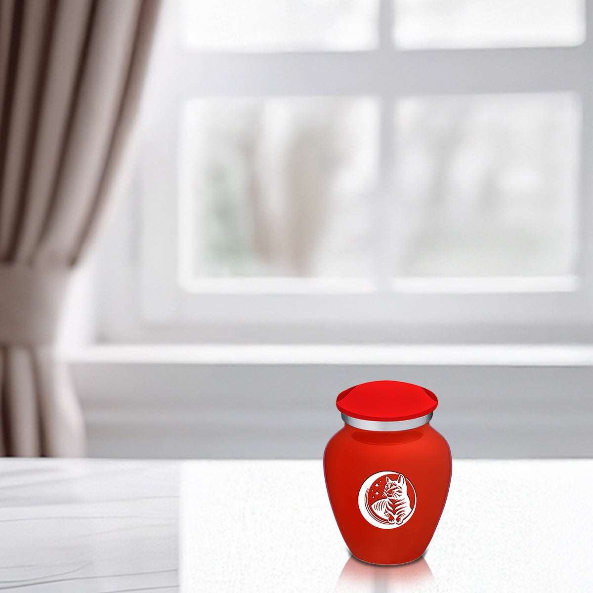 Keepsake Embrace Bright Red Pet Cute Cat Cremation Urn