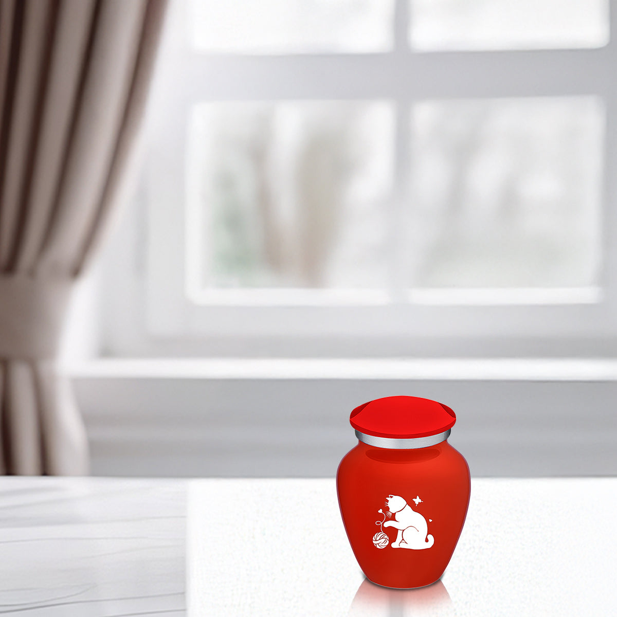 Keepsake Embrace Bright Red Pet Fun Cat Cremation Urn
