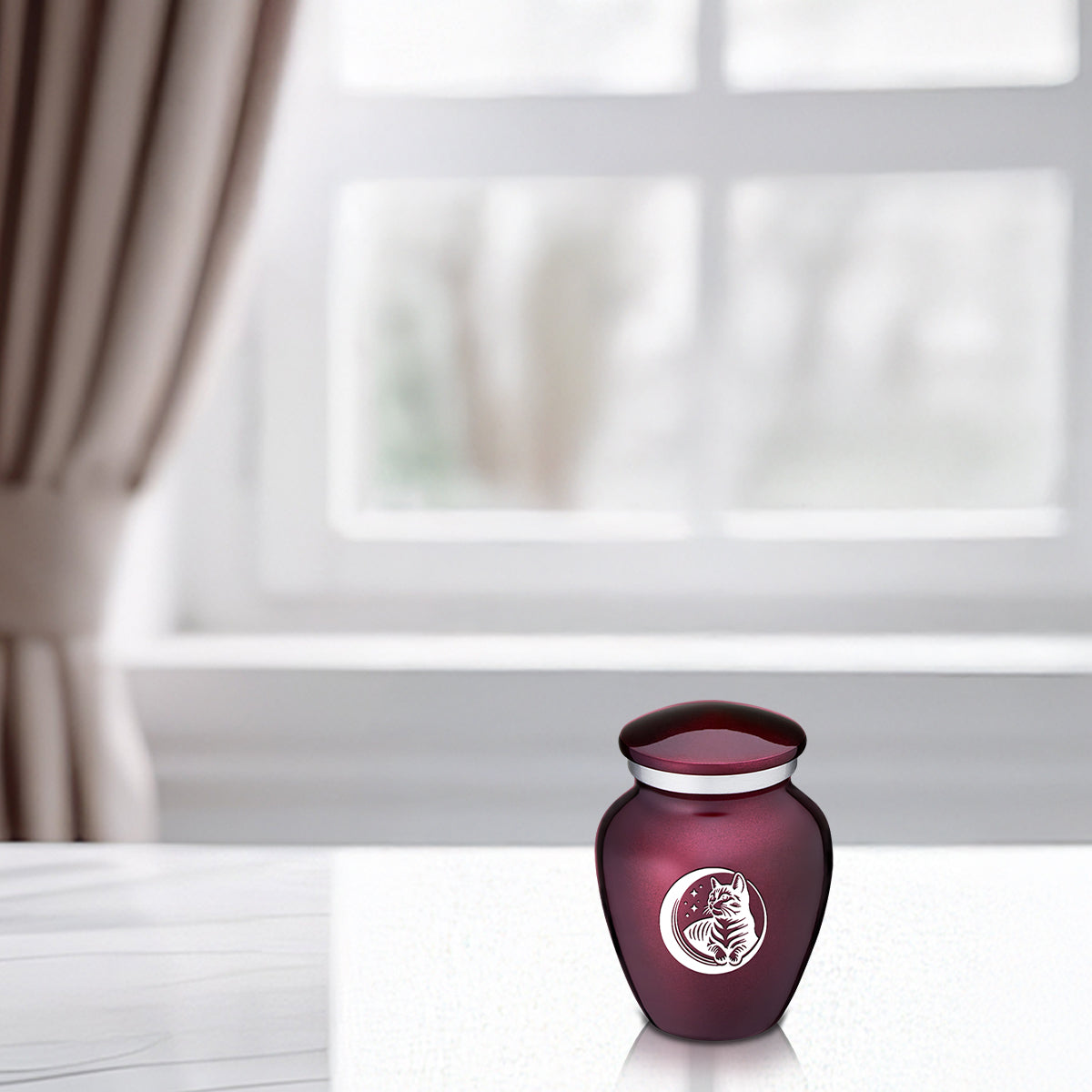 Keepsake Embrace Cherry Purple Pet Cute Cat Cremation Urn