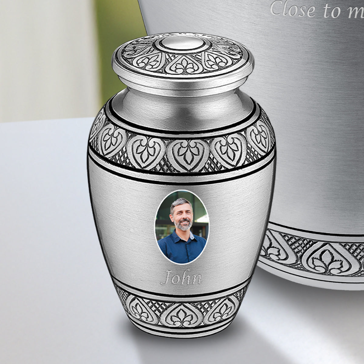 Keepsake Classic Pewter Portrait Cremation Urn - COMFORT by LoveUrns