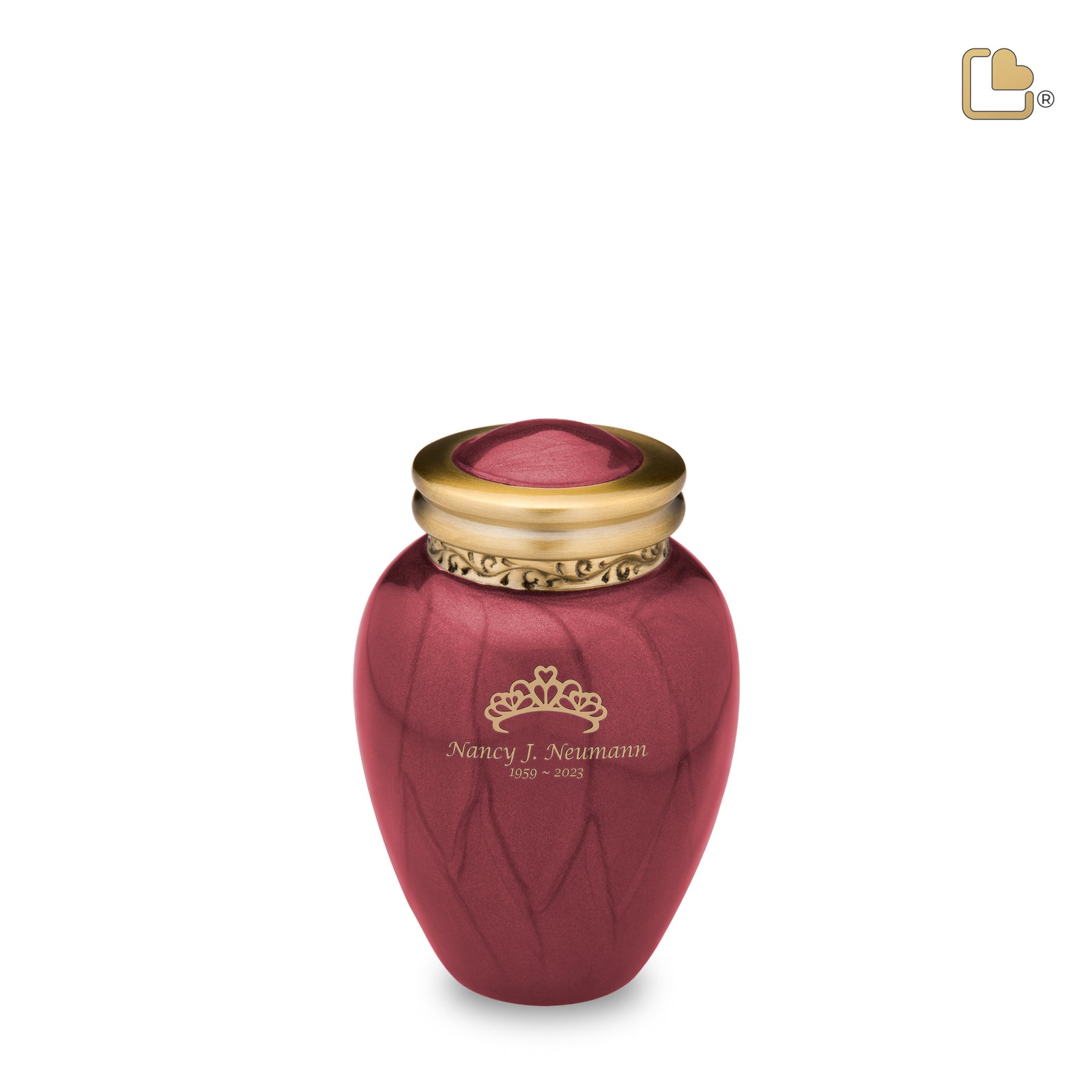 Blessing Keepsake Urn Pearl Crimson & Brushed Gold