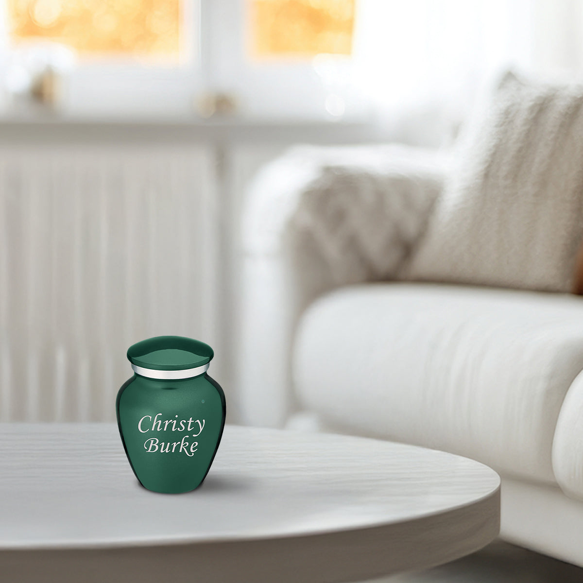 Keepsake Embrace Green Custom Engraved Cremation Urn