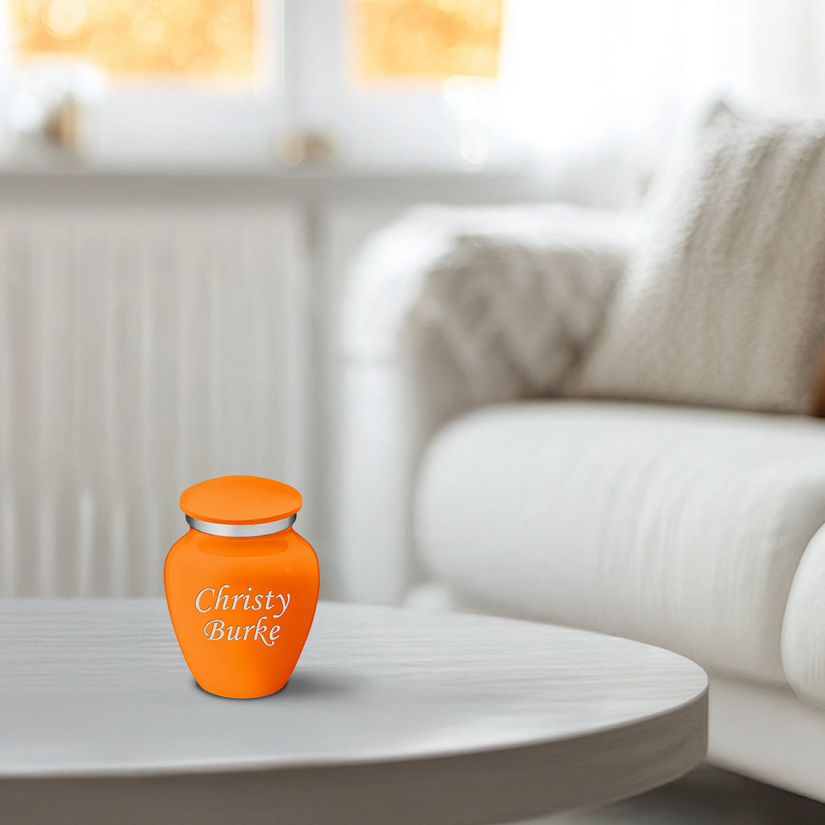 Keepsake Embrace Burnt Orange Custom Engraved Cremation Urn