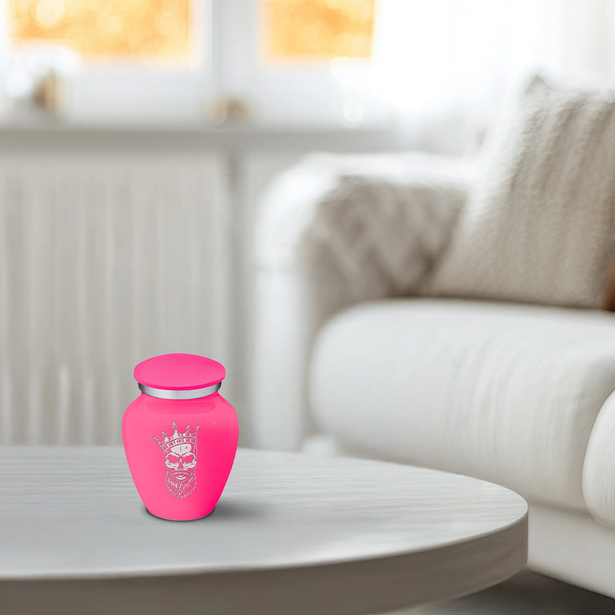 Keepsake Embrace Bright Pink Skull Cremation Urn