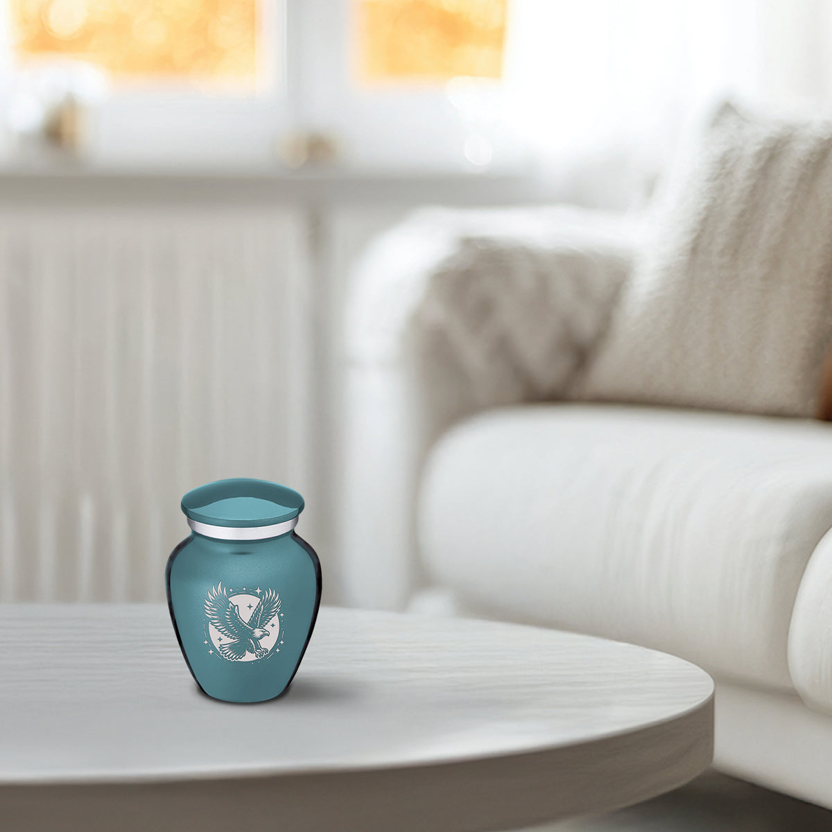 Keepsake Embrace Teal Flying Eagle Cremation Urn