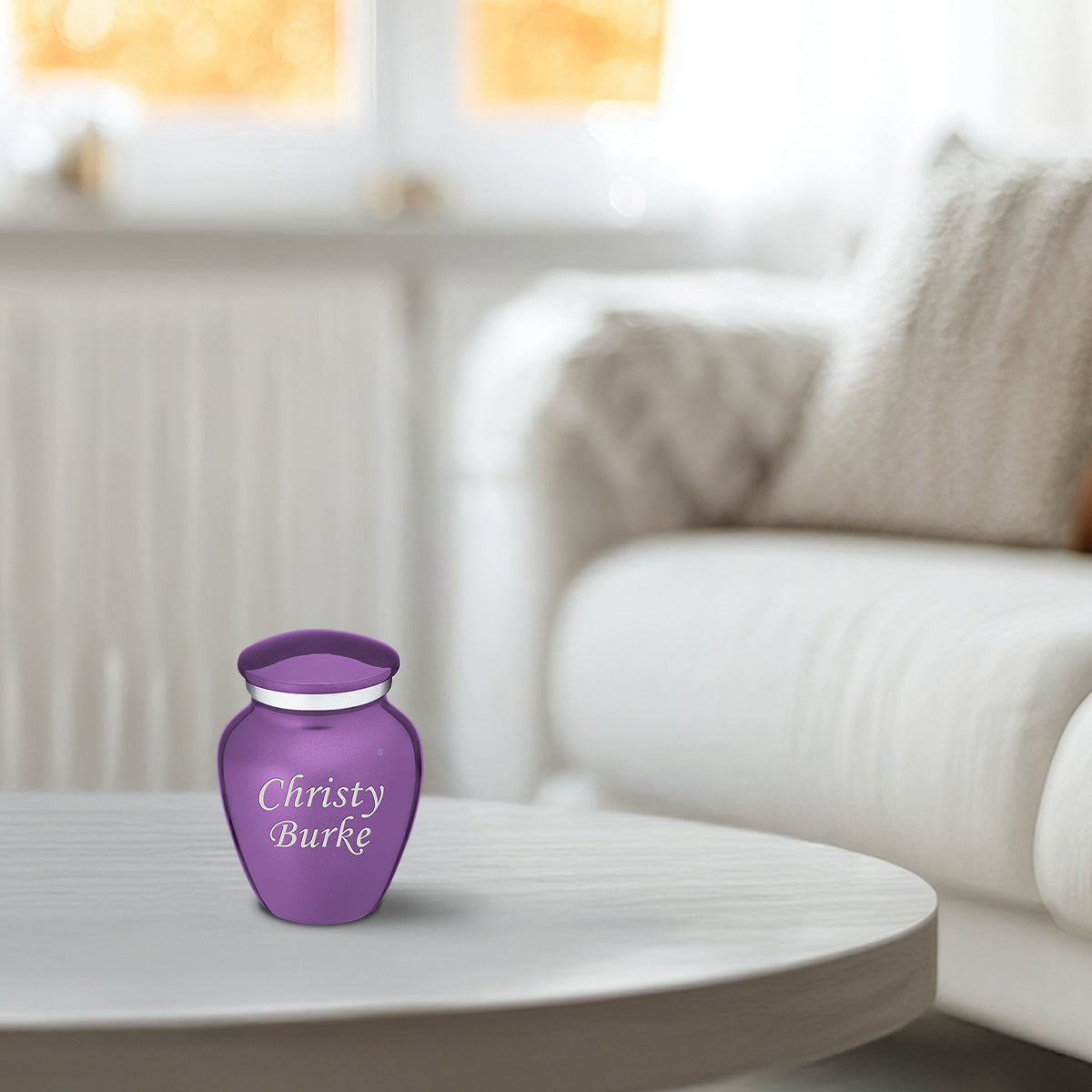 Keepsake Embrace Purple Custom Engraved Cremation Urn