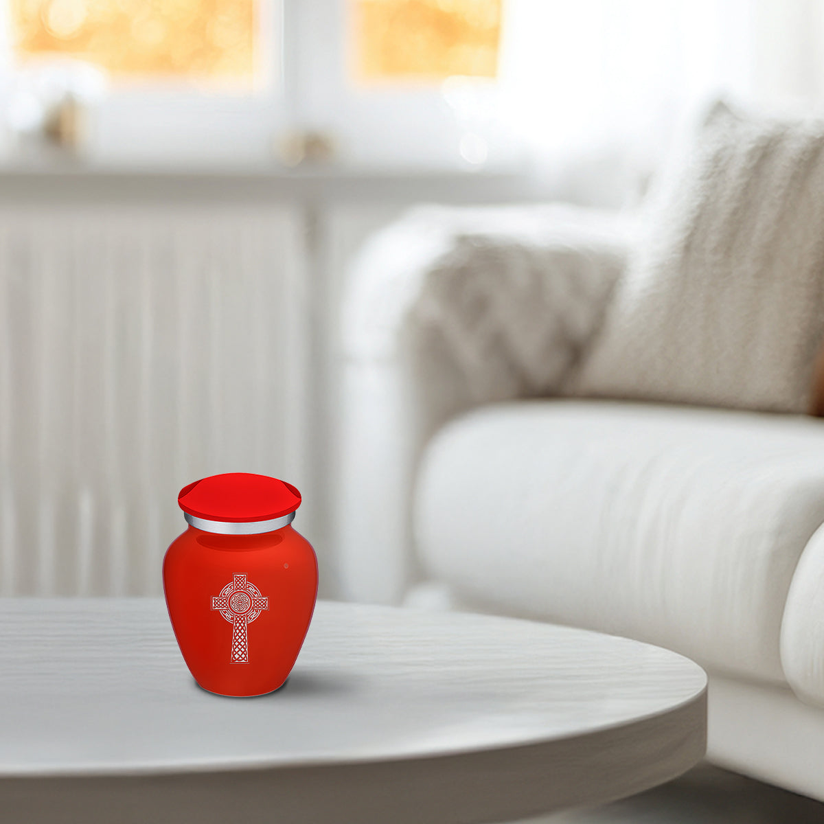 Keepsake Embrace Bright Red Celtic Cross Cremation Urn