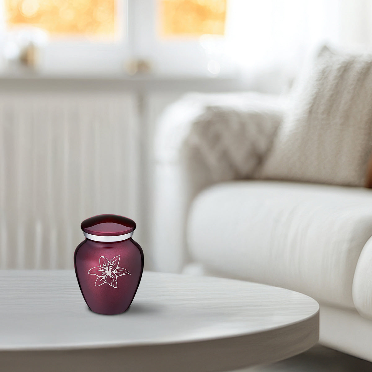 Keepsake Embrace Cherry Purple Lily Cremation Urn