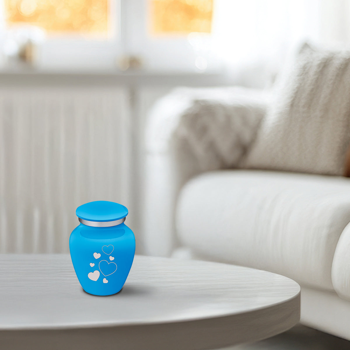 Keepsake Embrace Racing Blue Floating Heart Cremation Urn