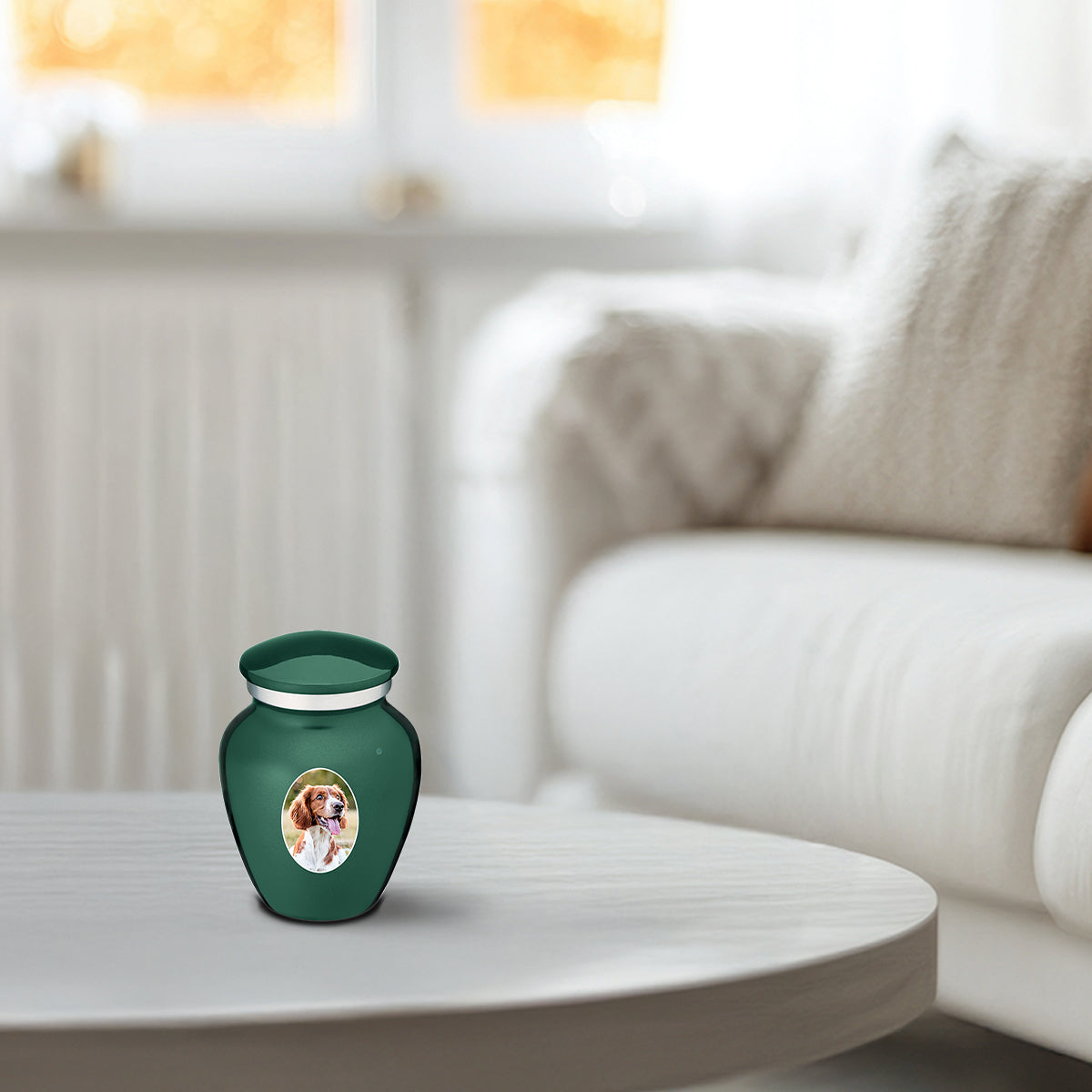 Keepsake Pet Embrace Green Portrait Cremation Urn