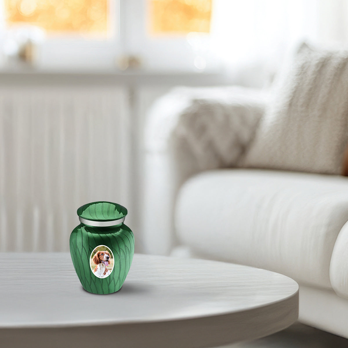 Keepsake Pet Embrace Pearl Green Portrait Cremation Urn