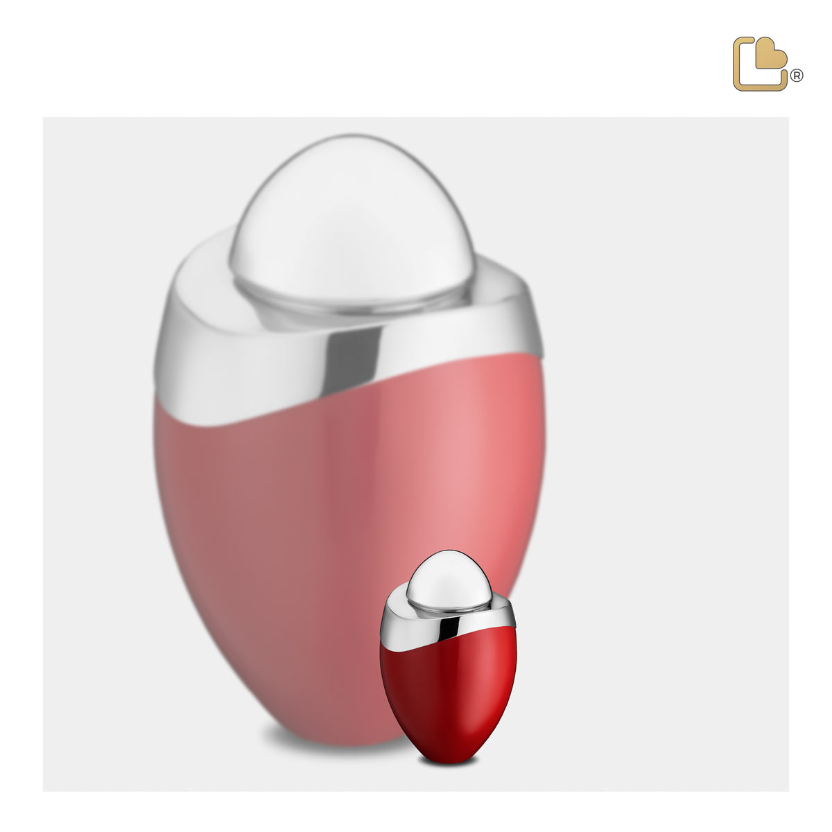 Amore Keepsake Urn Red & Polished Silver
