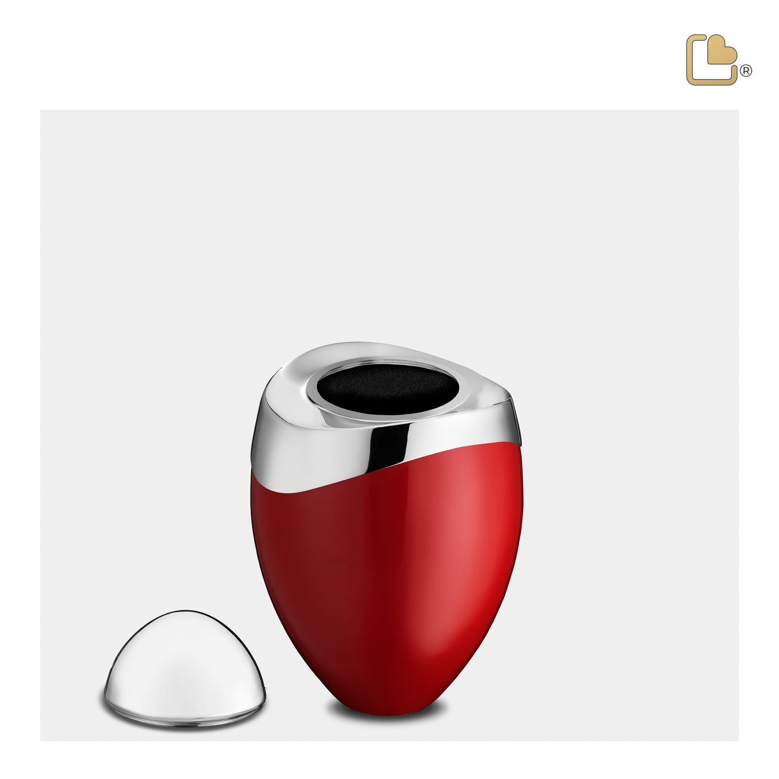 Amore Keepsake Urn Red & Polished Silver