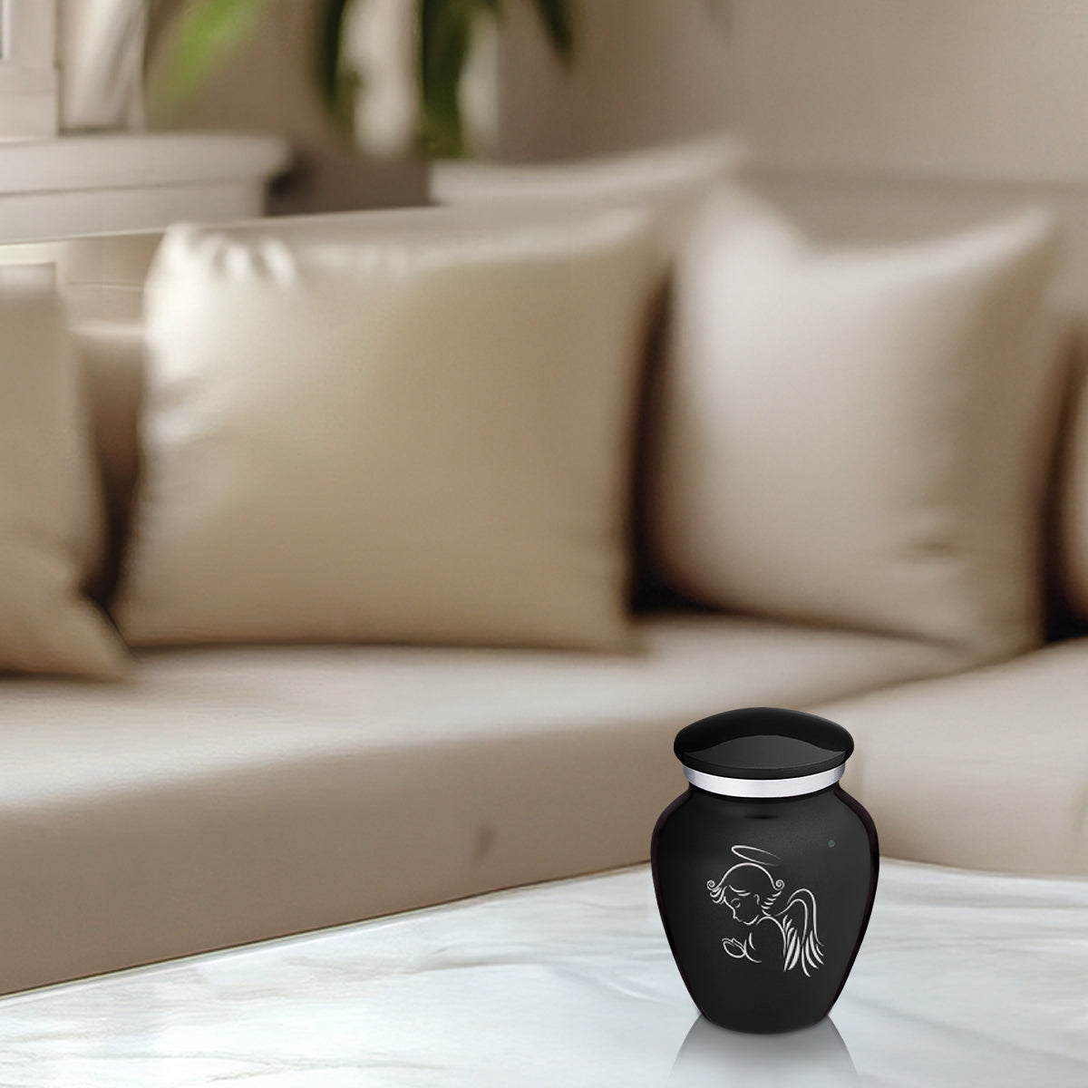 Keepsake Embrace Black Angel Cremation Urn