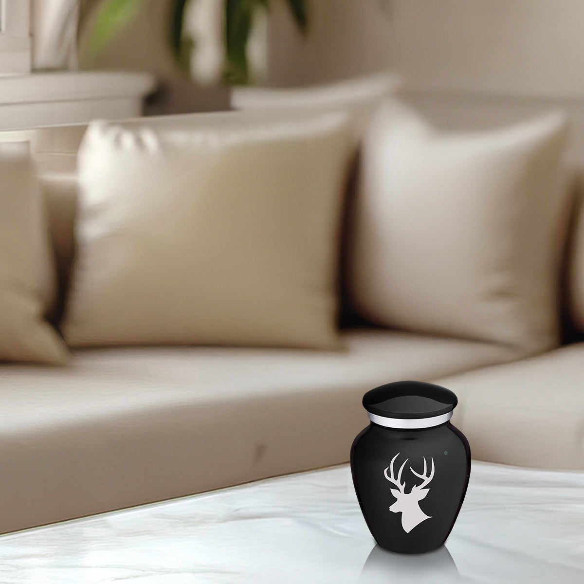 Keepsake Embrace Black Deer Cremation Urn