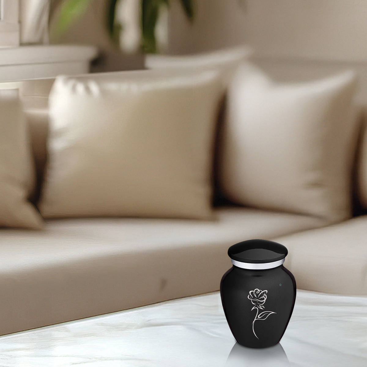 Keepsake Embrace Black Rose Cremation Urn