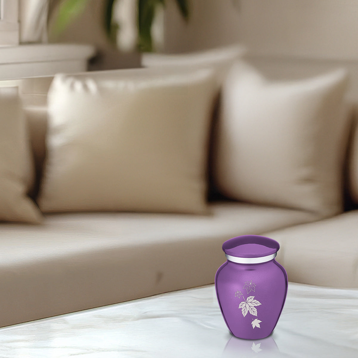 Keepsake Embrace Purple Falling Leaves Cremation Urn