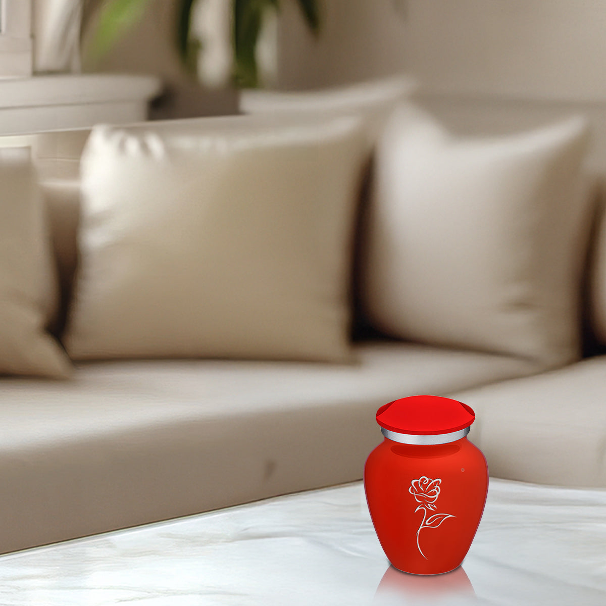 Keepsake Embrace Bright Red Rose Cremation Urn