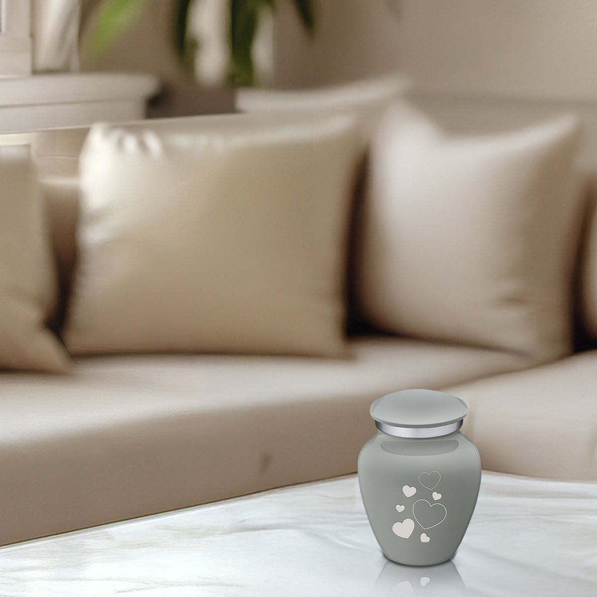 Keepsake Embrace Slate Grey Floating Heart Cremation Urn