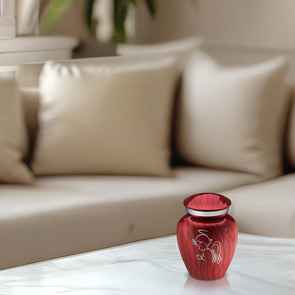 Keepsake Embrace Pearl Candy Red Angel Cremation Urn