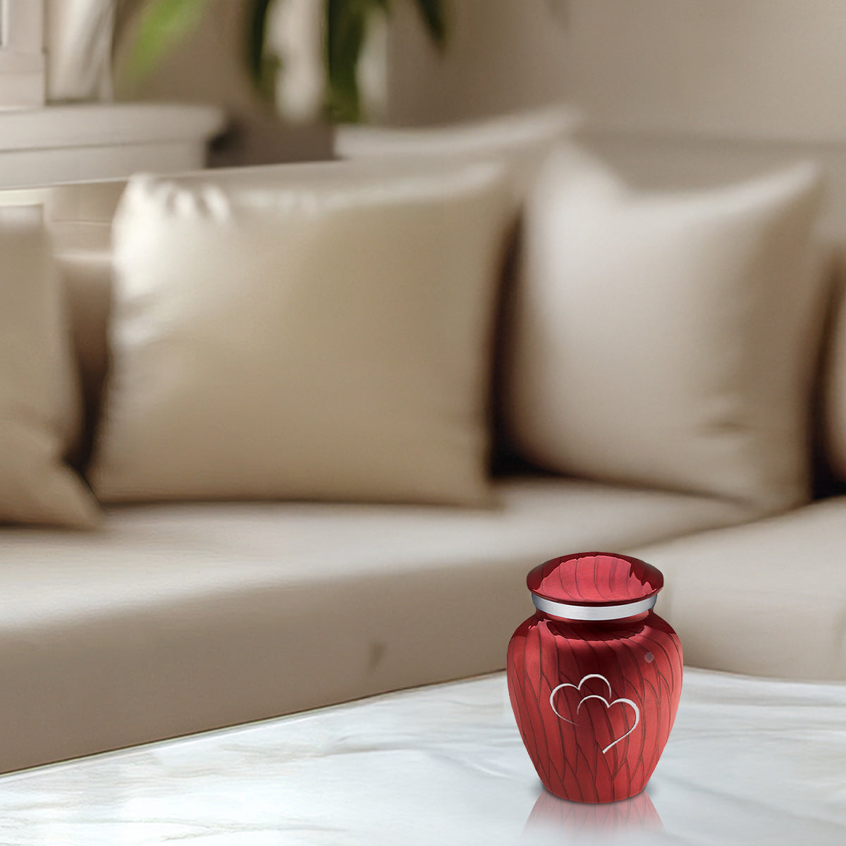 Keepsake Embrace Pearl Candy Red Hearts Cremation Urn
