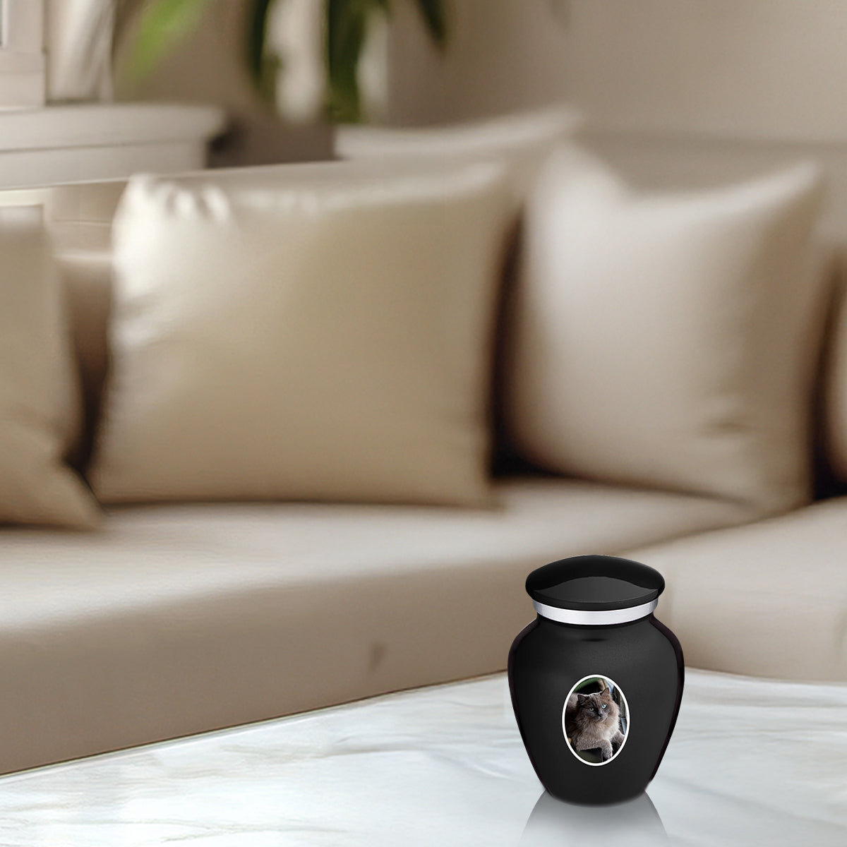 Keepsake Pet Embrace Black Portrait Cremation Urn