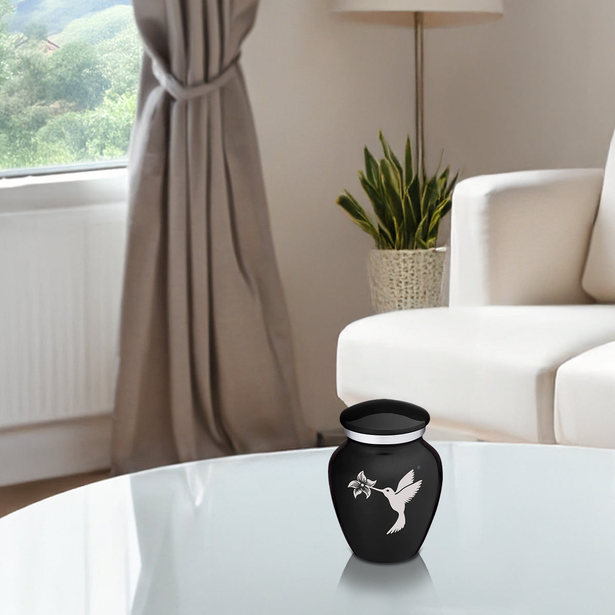Keepsake Embrace Black Hummingbird Cremation Urn