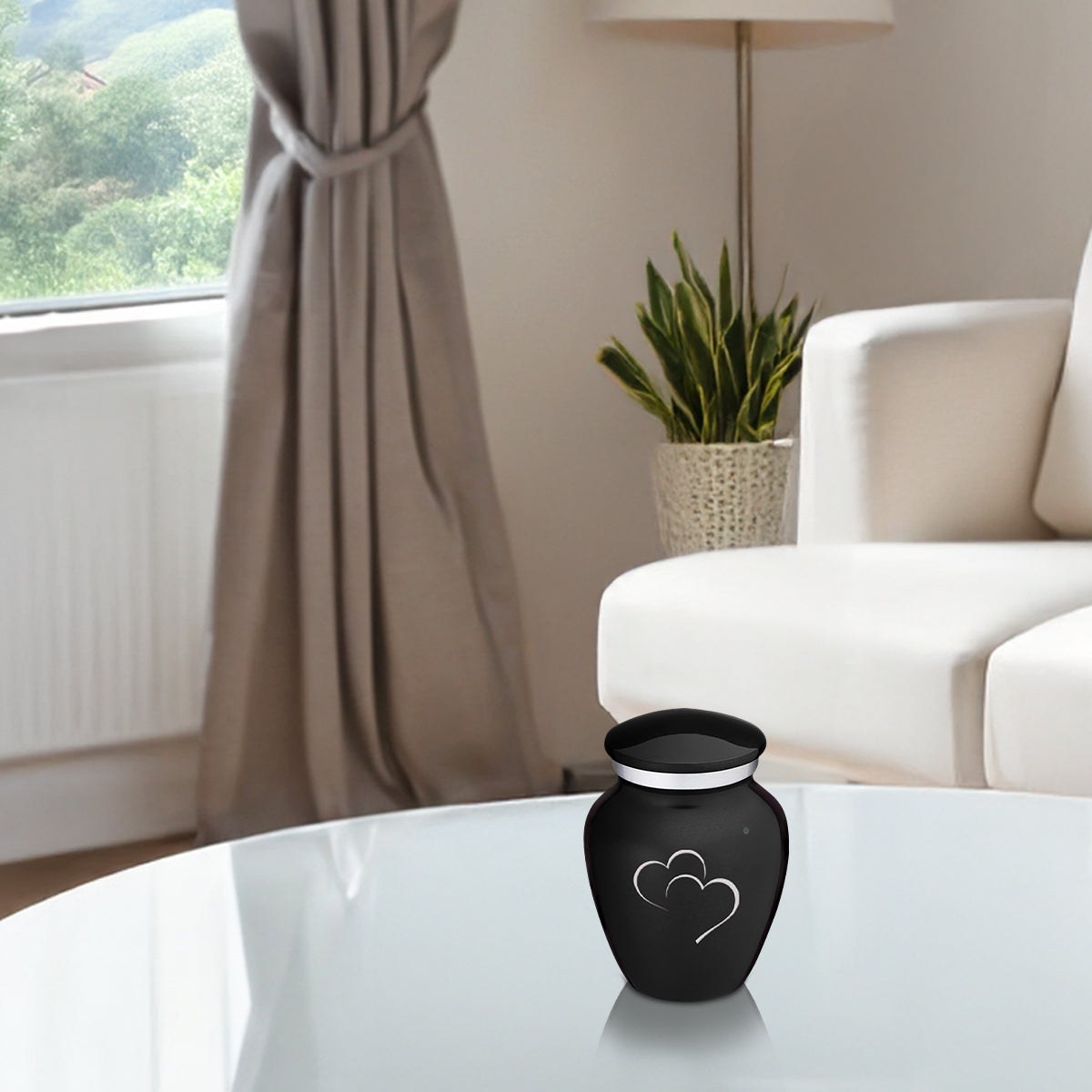 Keepsake Embrace Black Hearts Cremation Urn