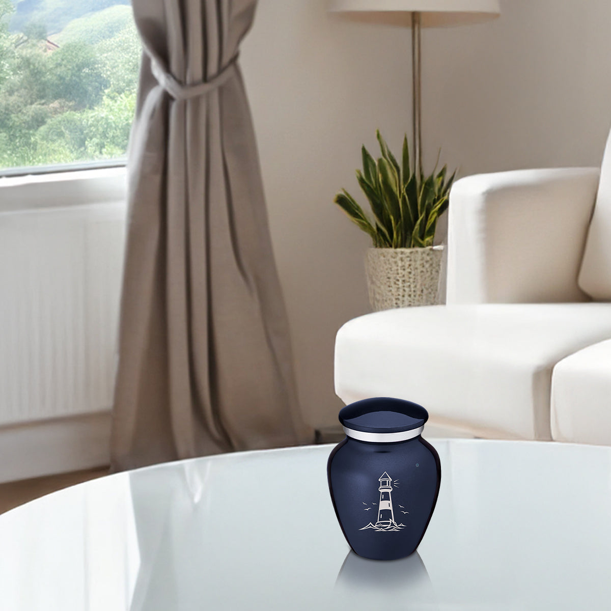 Keepsake Embrace Cobalt Blue Lighthouse Cremation Urn