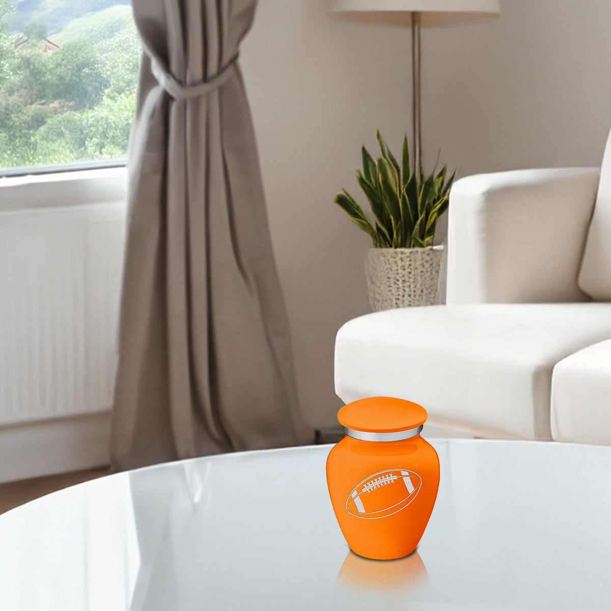 Keepsake Embrace Burnt Orange Football Cremation Urn