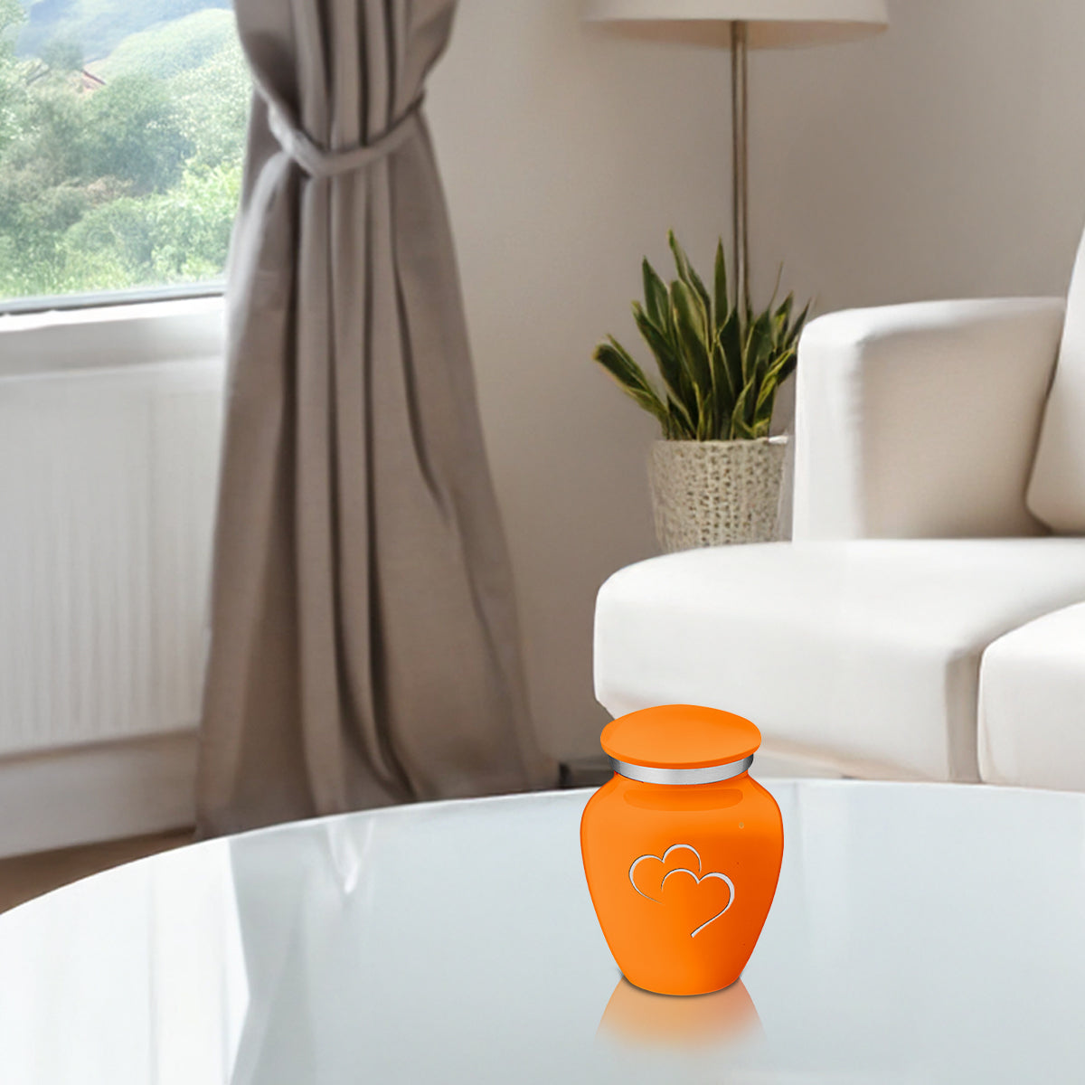 Keepsake Embrace Burnt Orange Hearts Cremation Urn