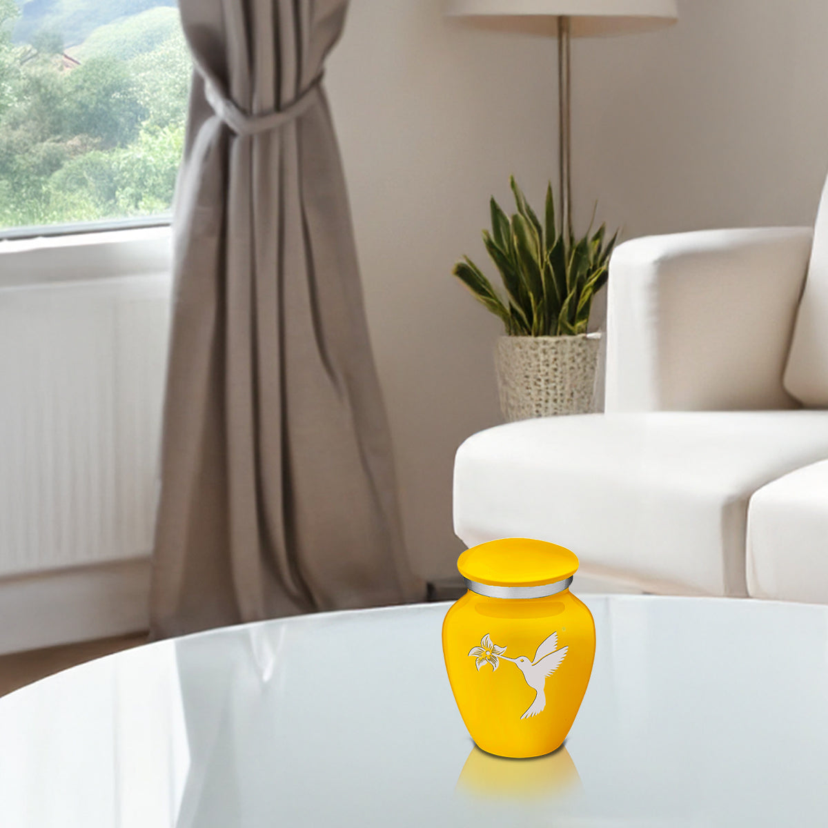 Keepsake Embrace Yellow Hummingbird Cremation Urn