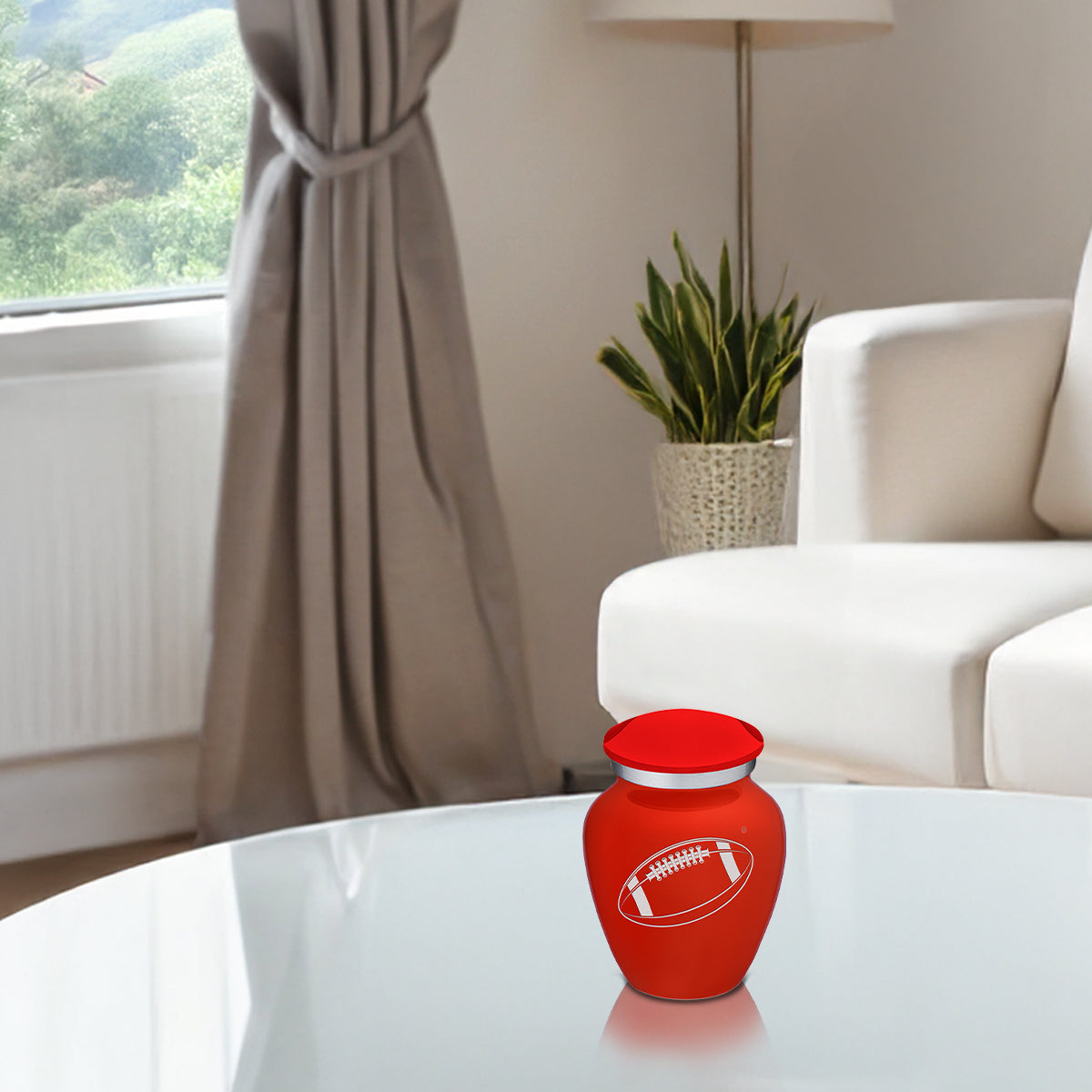 Keepsake Embrace Bright Red Football Cremation Urn