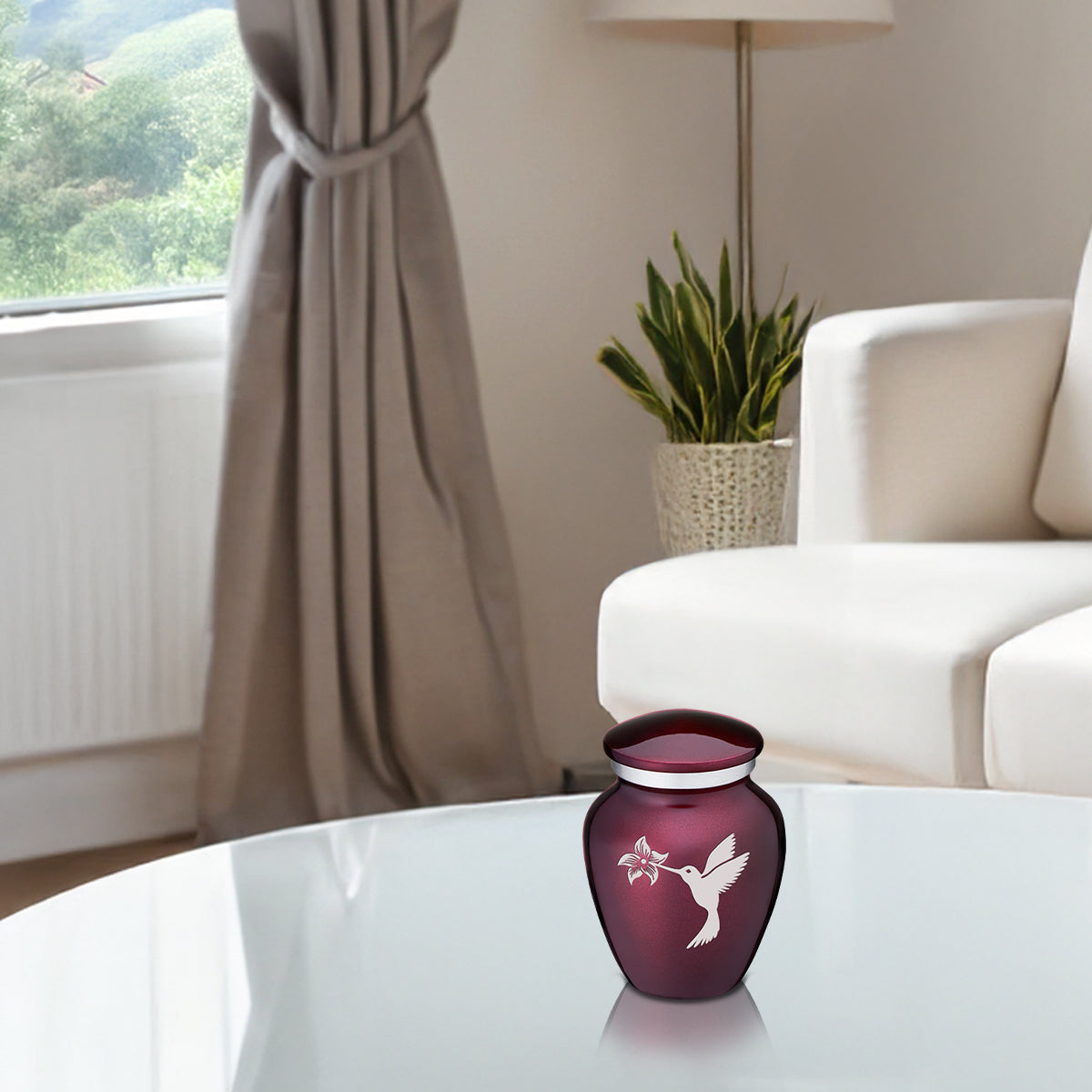 Keepsake Embrace Cherry Purple Hummingbird Cremation Urn