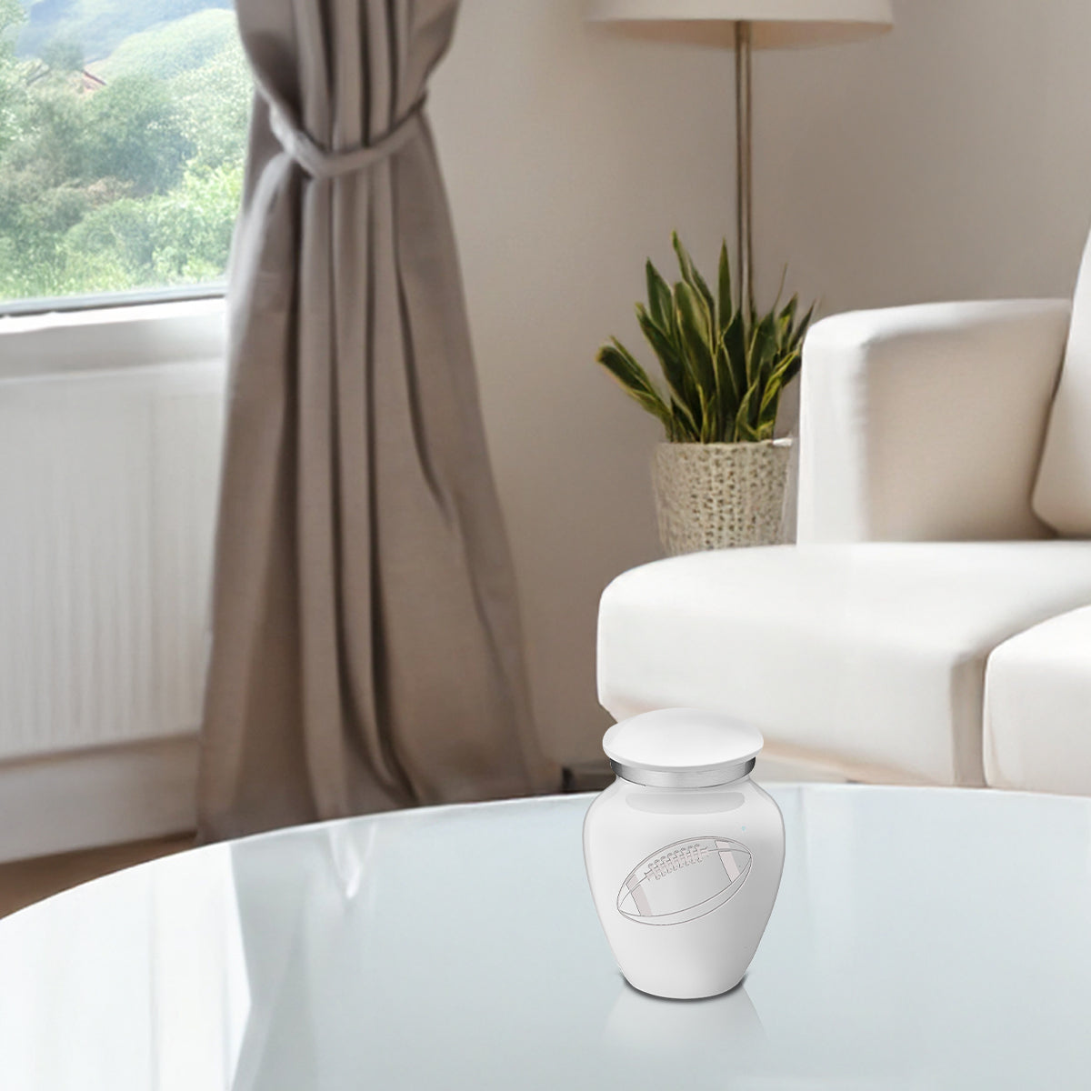 Keepsake Embrace White Football Cremation Urn