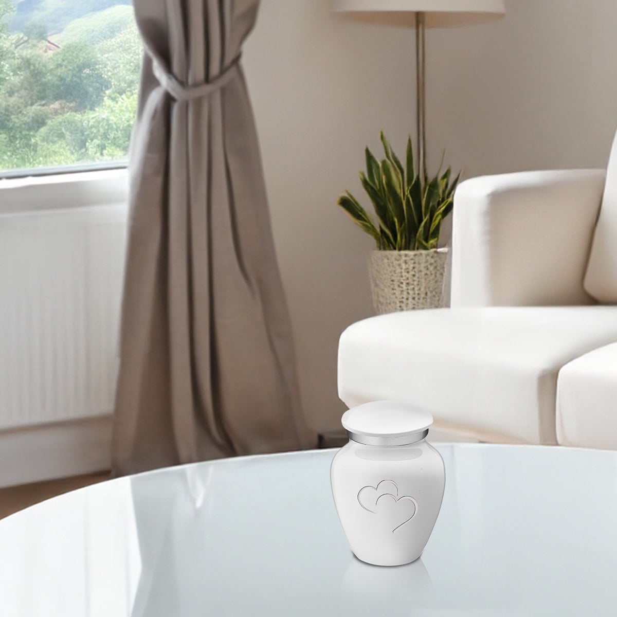 Keepsake Embrace White Hearts Cremation Urn