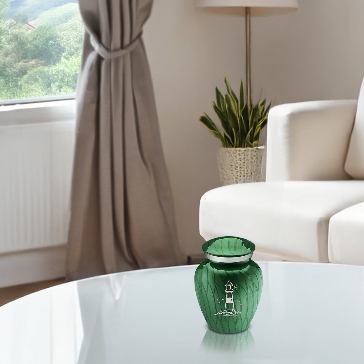 Keepsake Embrace Pearl Green Lighthouse Cremation Urn