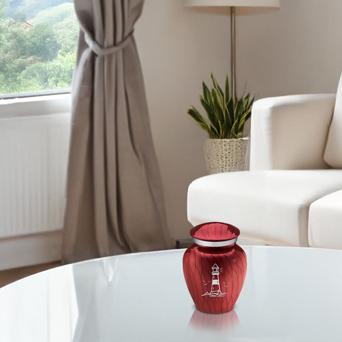 Keepsake Embrace Pearl Candy Red Lighthouse Cremation Urn