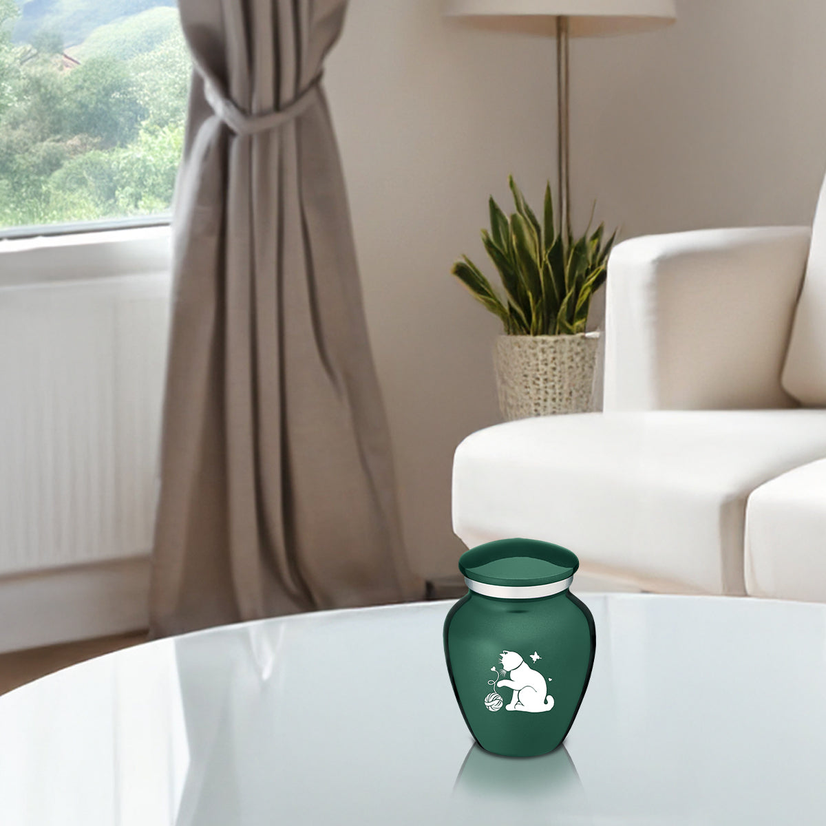 Keepsake Embrace Green Pet Fun Cat Cremation Urn