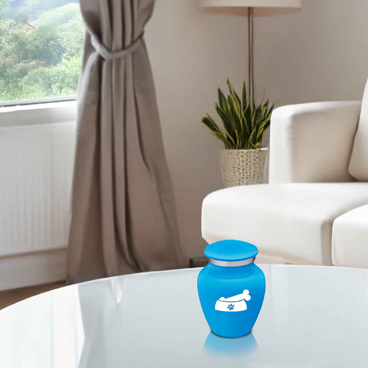 Keepsake  Embrace Racing Blue Pet Dog Bone Cremation Urn