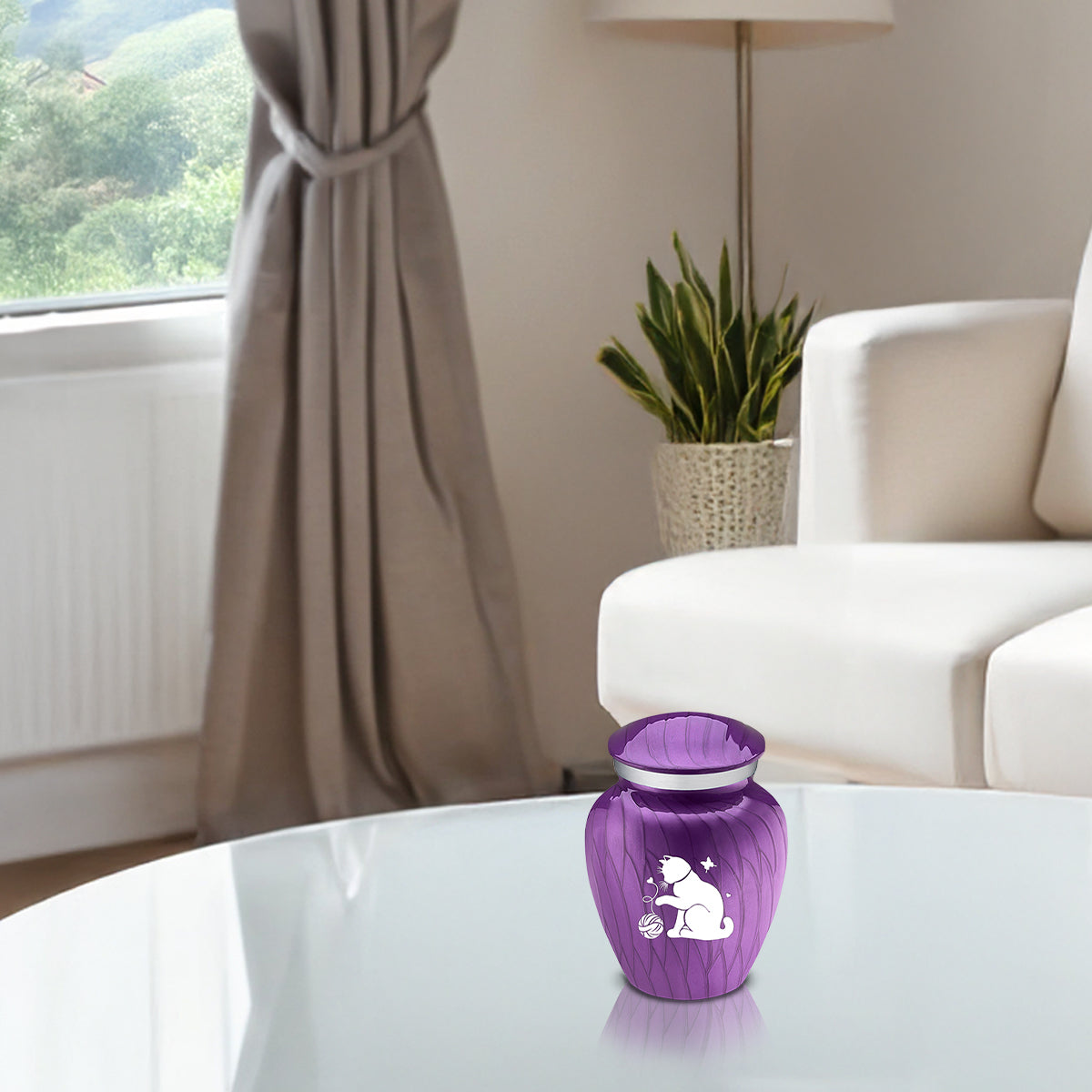 Keepsake Embrace Pearl Purple Pet Fun Cat Cremation Urn
