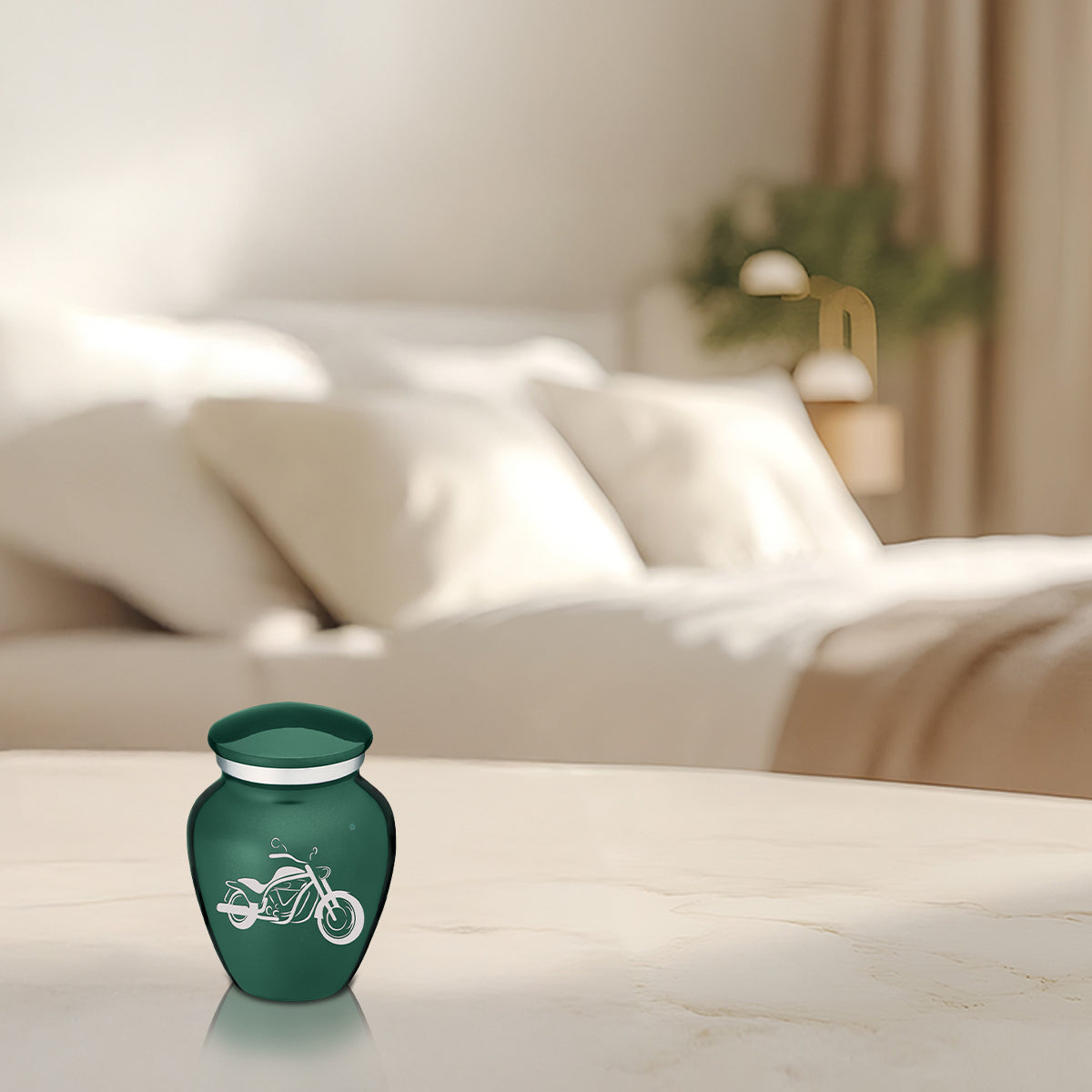 Adult Embrace Green Motorcycle Cremation Urn