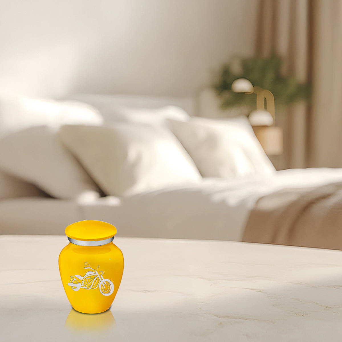 Keepsake Embrace Yellow Motorcycle Cremation Urn