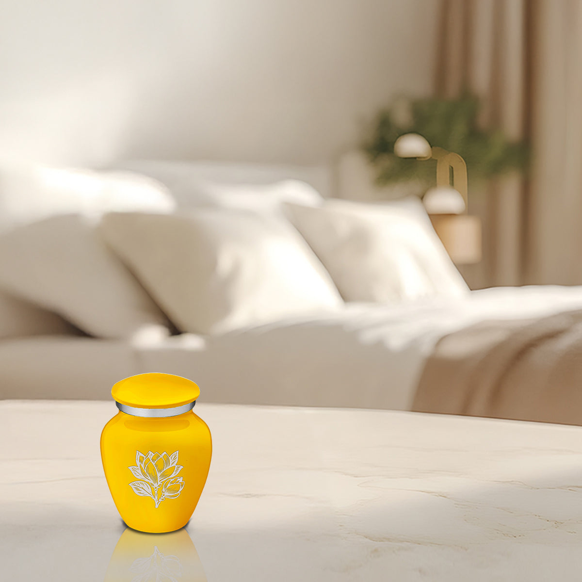 Keepsake Embrace Yellow Magnolia Flower Cremation Urn