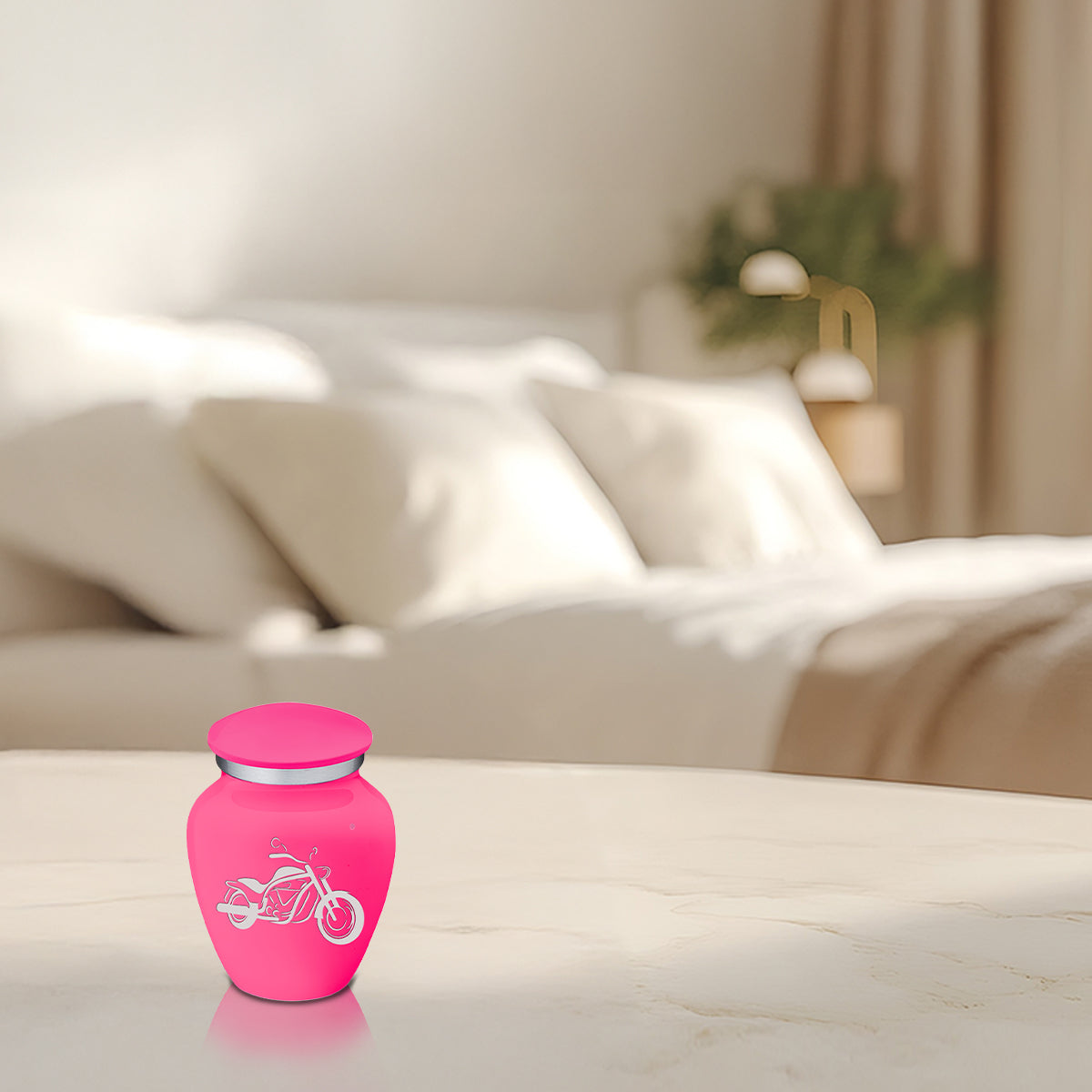 Keepsake Embrace Bright Pink Motorcycle Cremation Urn
