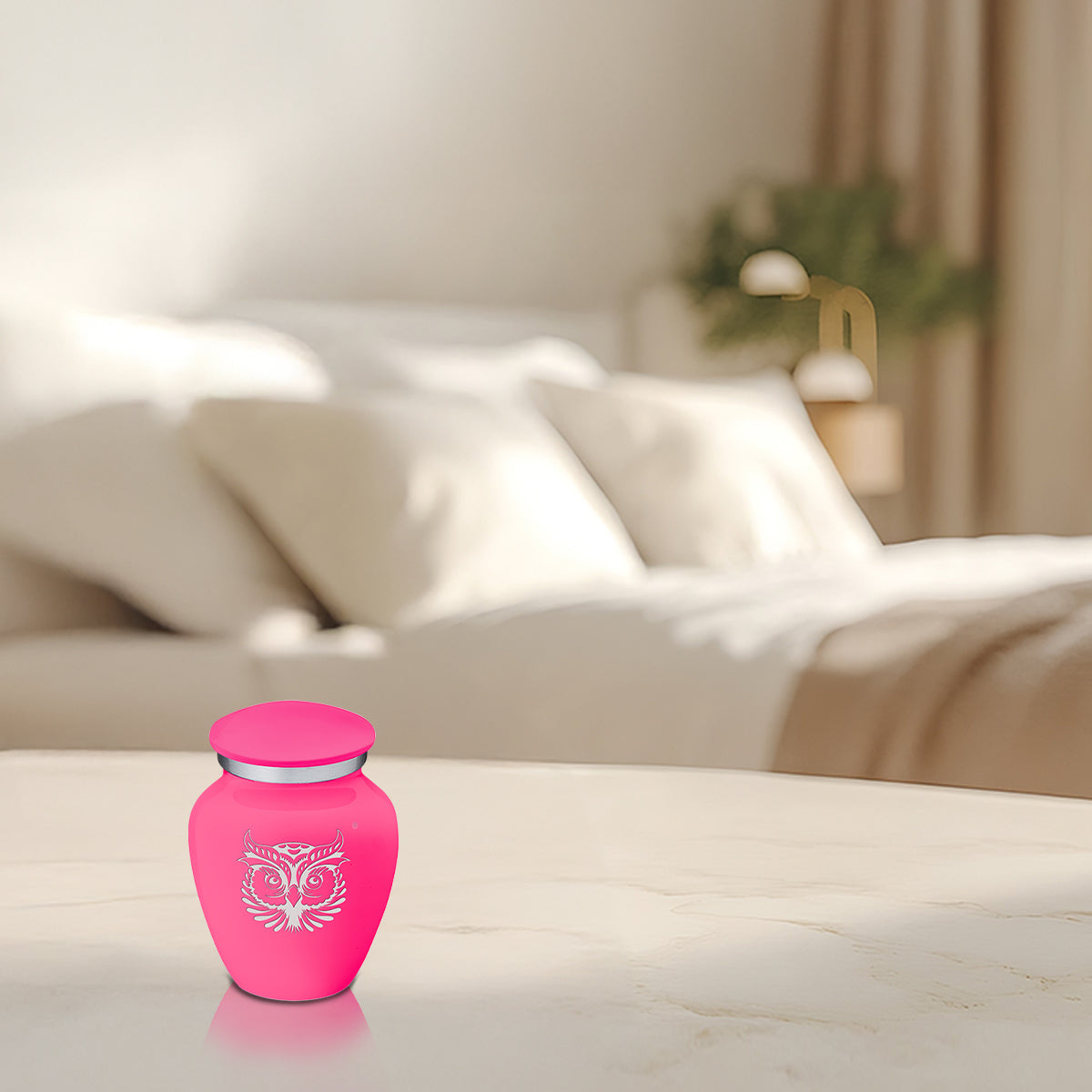 Keepsake Embrace Bright Pink Owl Cremation Urn