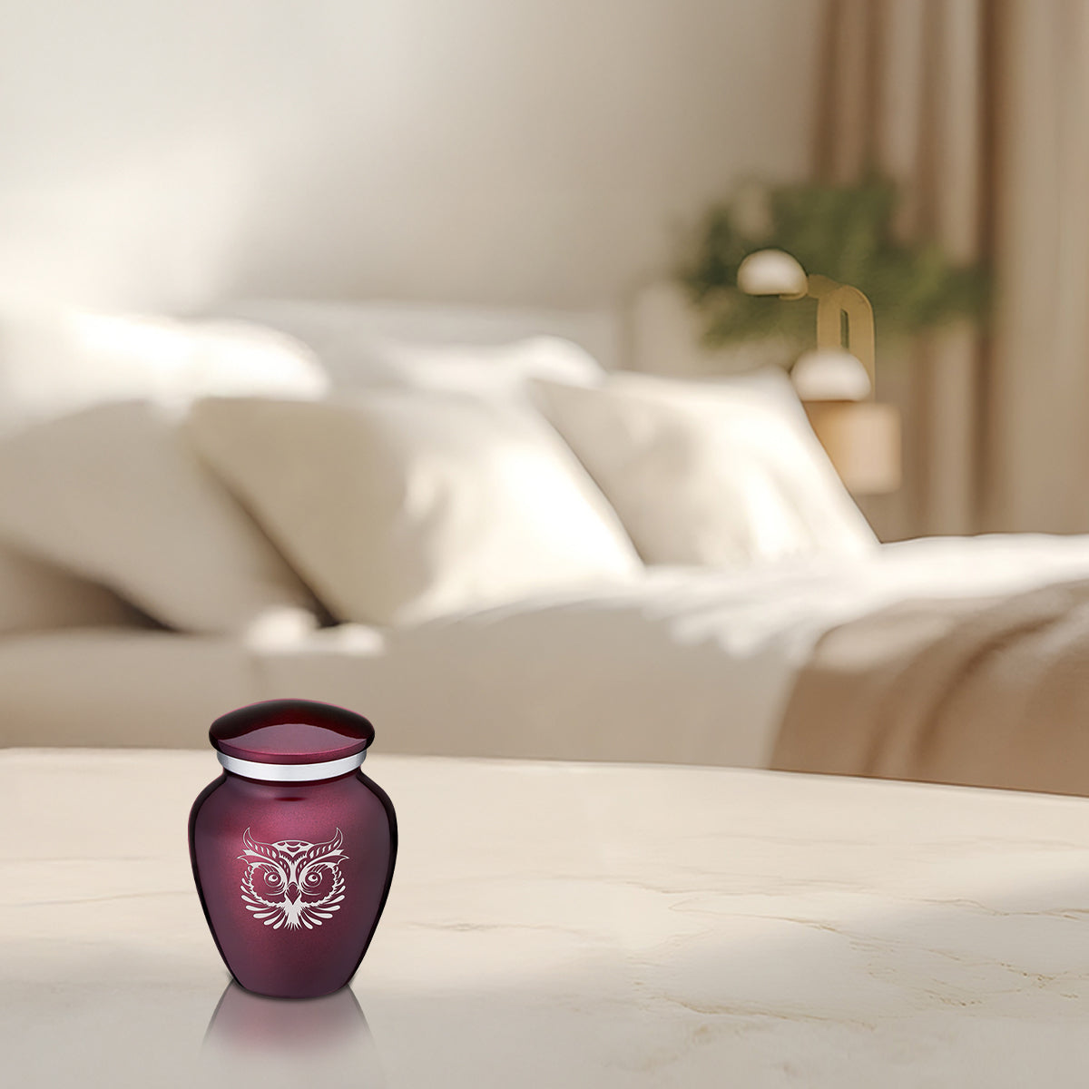 Keepsake Embrace Cherry Purple Owl Cremation Urn