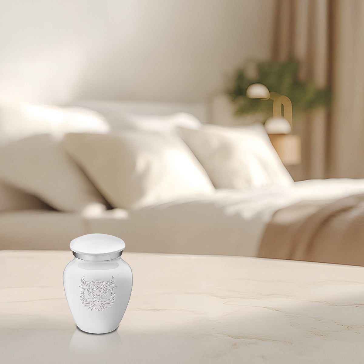 Keepsake Embrace White Owl Cremation Urn