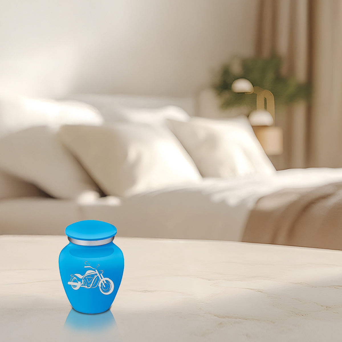 Keepsake Embrace Racing Blue Motorcycle Cremation Urn